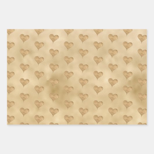 Gold Glitzy Glitzer Liebe Herz Geschenkpapier Set (Vorderseite 3)