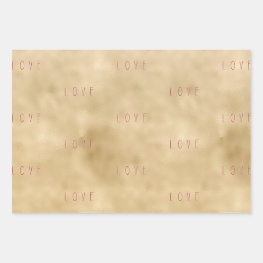 Gold Glitzy Glitzer Liebe Herz Geschenkpapier Set (Vorderseite 2)