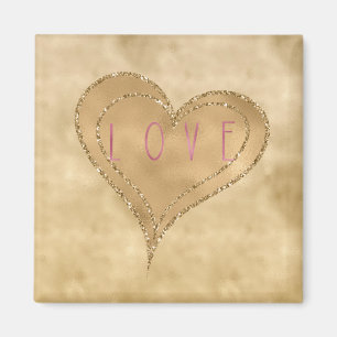 Gold Glitzy Glitzer Liebe Herz Magnet