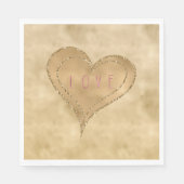 Gold Glitzy Glitzer Liebe Herz Serviette (Vorderseite)