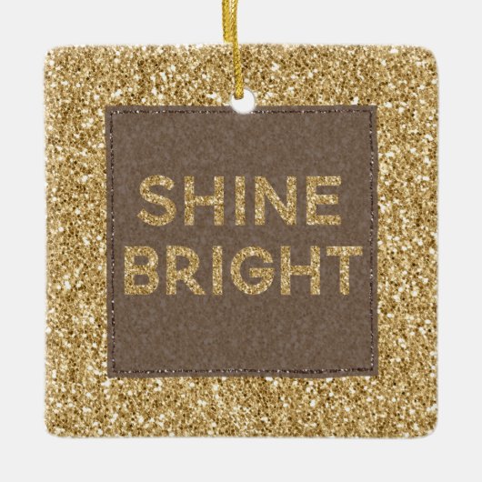 Gold Glitzy Glitzer Shine Bright Keramikornament (Vorderseite)