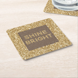 Gold Glitzy Glitzer Shine Bright Rechteckiger Pappuntersetzer