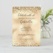 Gold Glitzy Glitzer Sparkle Confetti Einladung (Stehend Vorderseite)