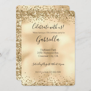 Gold Glitzy Glitzer Sparkle Confetti Einladung