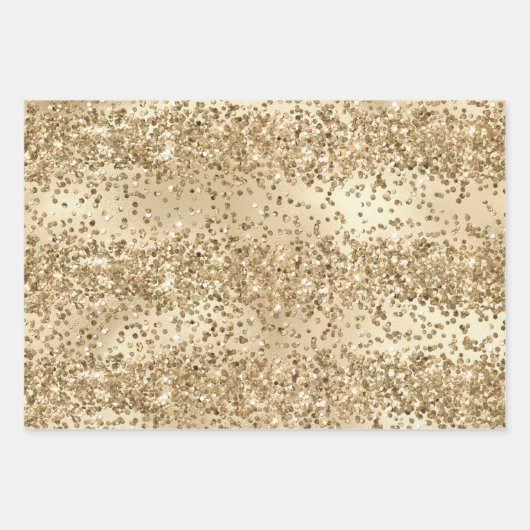 Gold Glitzy Glitzer Sparkle Confetti Geschenkpapier Set (Vorderseite 2)