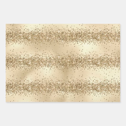 Gold Glitzy Glitzer Sparkle Confetti Geschenkpapier Set (Vorderseite)