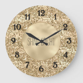 Gold Glitzy Glitzer Sparkle Confetti Shine Große Wanduhr