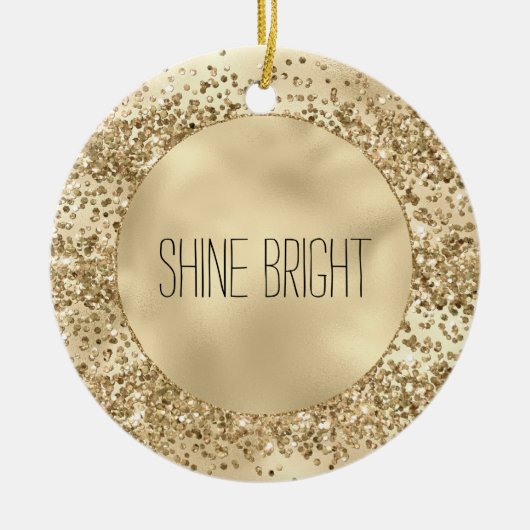 Gold Glitzy Glitzer Sparkle Confetti Shine Keramik Ornament (Vorne)