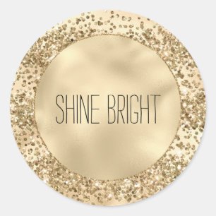Gold Glitzy Glitzer Sparkle Confetti Shine Runder Aufkleber