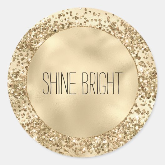 Gold Glitzy Glitzer Sparkle Confetti Shine Runder Aufkleber (Vorderseite)