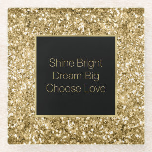Gold Glitzy Glitzer Sparkle Glasuntersetzer