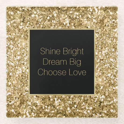 Gold Glitzy Glitzer Sparkle Glasuntersetzer (Vorderseite)