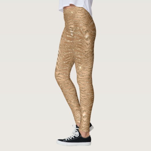 Gold Glitzy Glitzer Sparkle Zebra Print Leggings (Links)