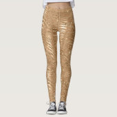 Gold Glitzy Glitzer Sparkle Zebra Print Leggings (Vorderseite)