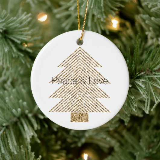 Gold Glitzy Glitzer Weihnachtsbaum Keramik Ornament (Baum)