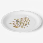 Gold Glitzy Glitzer Weihnachtsbaum Pappteller (Schrägansicht)