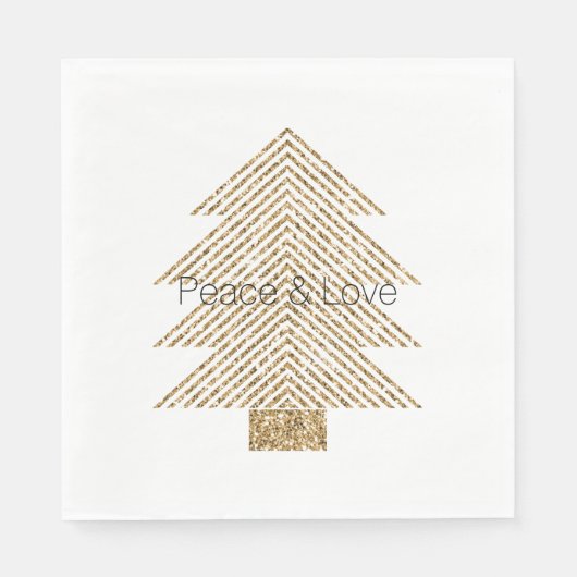 Gold Glitzy Glitzer Weihnachtsbaum Serviette (Vorderseite)