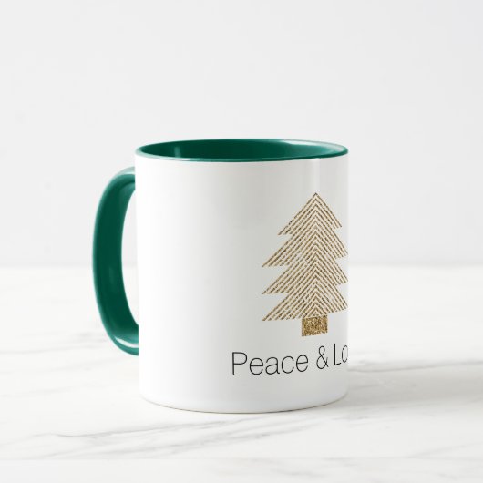 Gold Glitzy Glitzer Weihnachtsbaum Tasse (Vorderseite Links)
