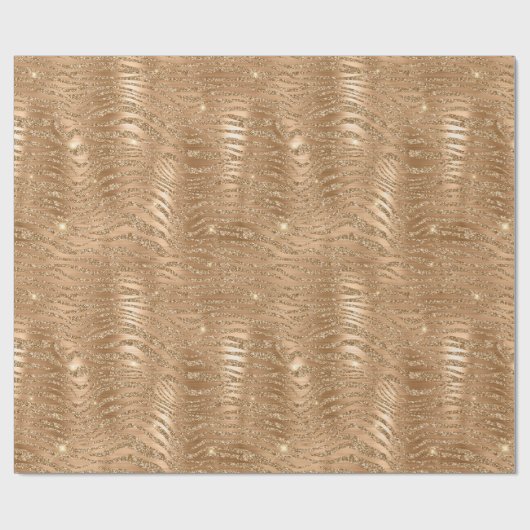 Gold Glitzy Glitzer Zebra Print Geschenkpapier (Flach)