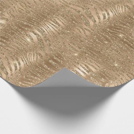 Gold Glitzy Glitzer Zebra Print Geschenkpapier (Ecke)