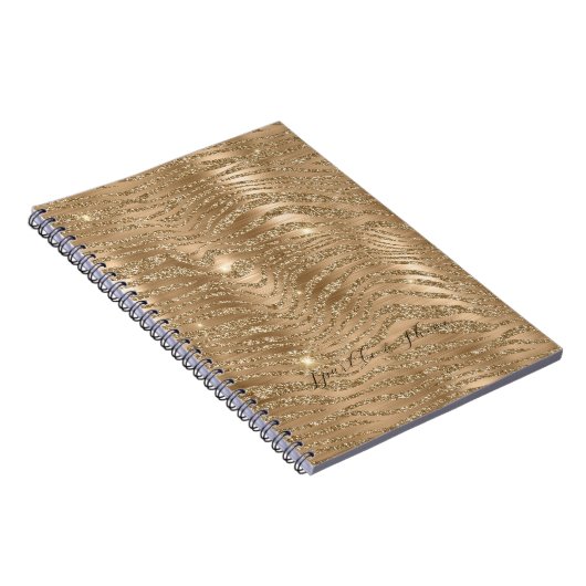 Gold Glitzy Glitzer Zebra Print Notizblock (Rechte Seite)