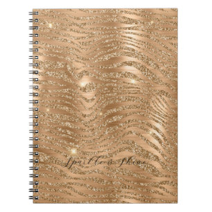 Gold Glitzy Glitzer Zebra Print Notizblock