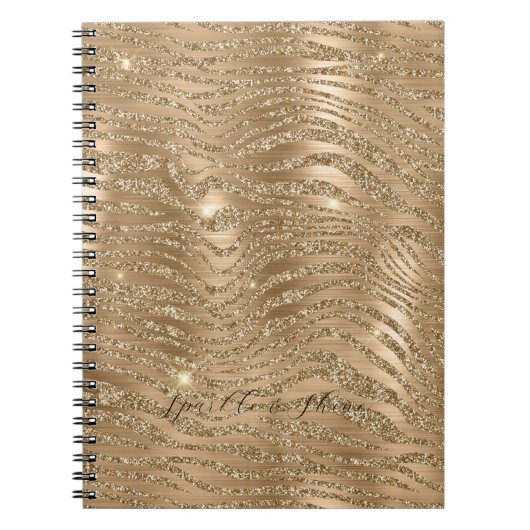 Gold Glitzy Glitzer Zebra Print Notizblock (Vorderseite)