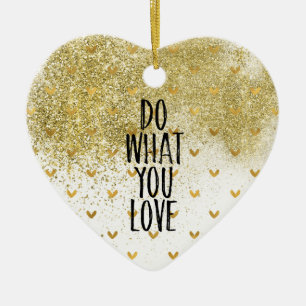 Gold Glitzy Hearts tun, was Sie Liebe tun Keramikornament