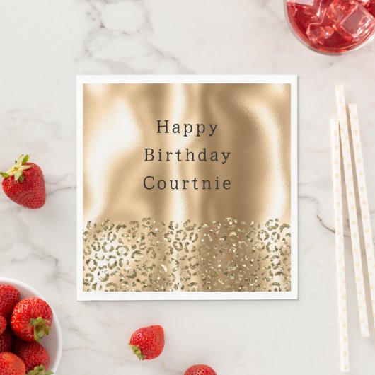 Gold Glitzy Leopard Animal Glam Serviette (Beispiel)