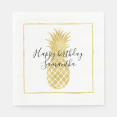 Gold Glitzy Pineaple Geburtstag Serviette (Vorderseite)