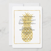 Gold Glitzy Pineaple Wedding Invites Einladung (Vorderseite)