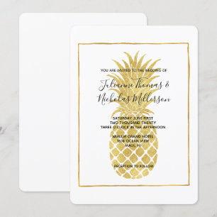 Gold Glitzy Pineaple Wedding Invites Einladung