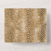 Gold Glitzy Snake Skin Animal Glam All In One Einladung (Rückseite)