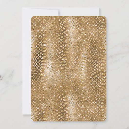Gold Glitzy Snake Skin Animal Glam Einladung (Rückseite)