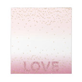 Gold Glitzy Sparkle Confetti Pink Glitzer Liebe Notizblock (Vorderseite)