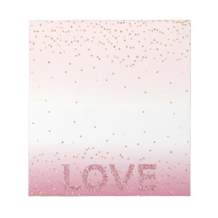 Gold Glitzy Sparkle Confetti Pink Glitzer Liebe Notizblock