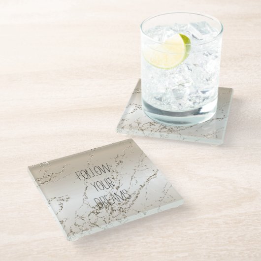 Gold Glitzy Sparkle Ombre Glasuntersetzer (Schrägansicht)