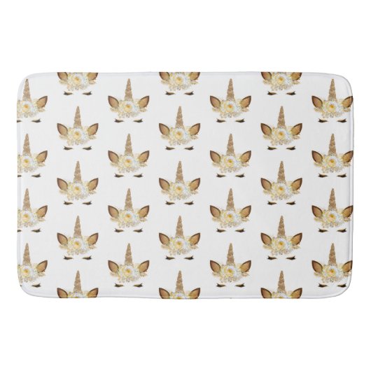 Gold Glitzy Sparkle Unicorn Badematte (Vorderseite)
