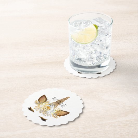 Gold Glitzy Sparkle Unicorn Untersetzer (Vor Ort)