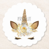 Gold Glitzy Sparkle Unicorn Untersetzer (Vorderseite)