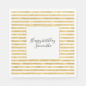Gold Glitzy Stripes Birthday Serviette (Vorderseite)