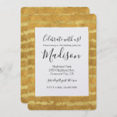 Gold Glitzy Stripes Einladung (Vorne/Hinten)