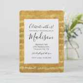 Gold Glitzy Stripes Einladung (Stehend Vorderseite)