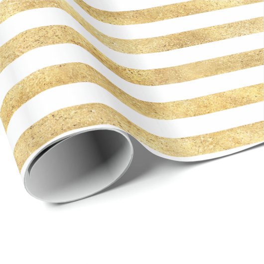 Gold Glitzy Stripes Geschenkpapier (Rolleneckpunkt)