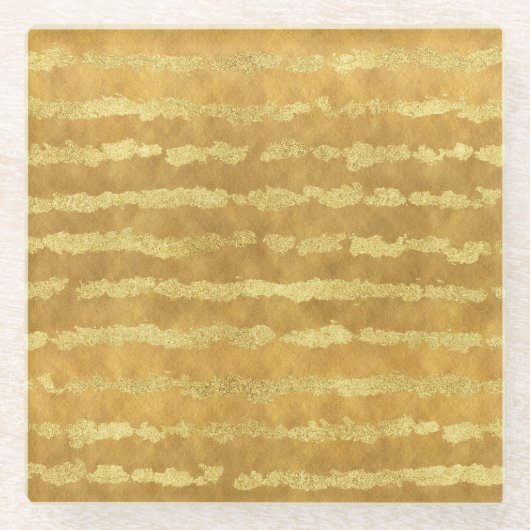 Gold Glitzy Stripes Glasuntersetzer (Vorderseite)