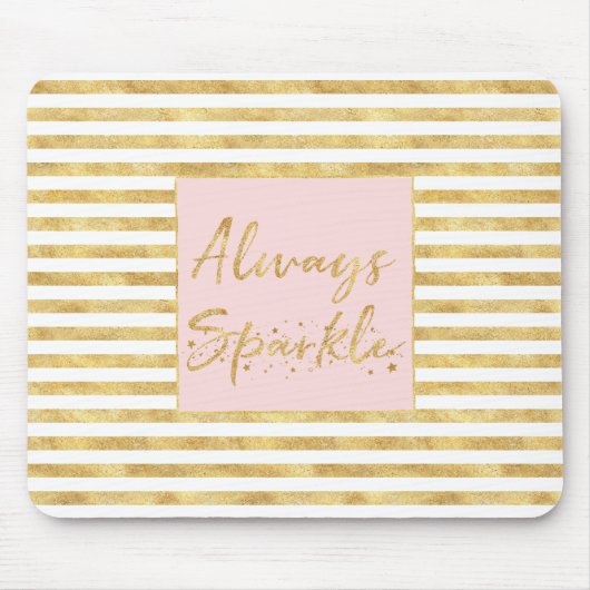 Gold Glitzy Stripes Sparkle Mousepad (Vorne)