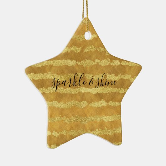 Gold Glitzy Stripes Sparkle Shine Keramikornament (Rechts)