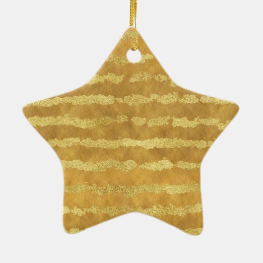 Gold Glitzy Stripes Sparkle Shine Keramikornament (Hinten)