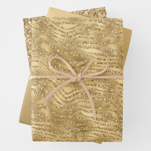 Gold Glitzy Zebra Print Glitzer Geschenkpapier Set (Beispiel)