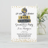 Gold Globe Adventure Graduation Party Einladung Ka (Stehend Vorderseite)